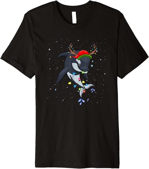 Cute Orca Killer Whale Reindeer Santa Christmas Girls Premium T-Shirt