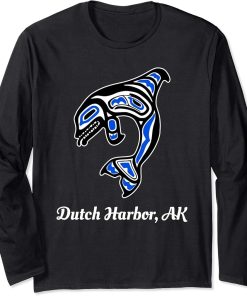 Blue Native American Dutch Harbor AK Orca Killer Whale Long Sleeve T-Shirt